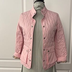 Burberry Pink Quilted Women's Jacket with Front Snap Buttons